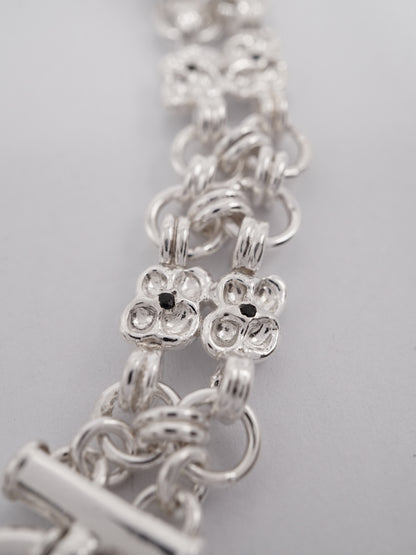Bracelet ARMURE en argent sterling et saphirs bleu foncé