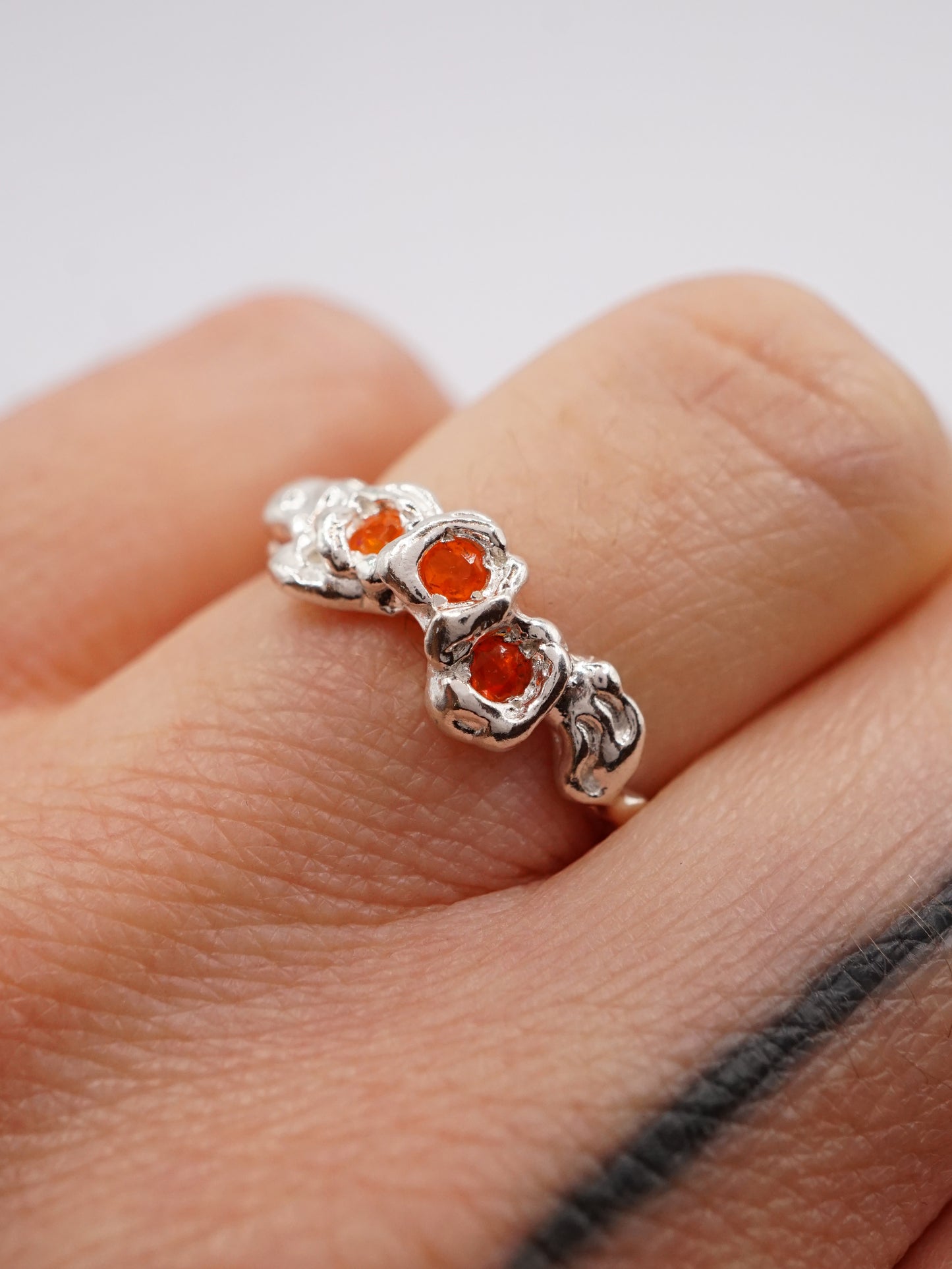 sterling silver or 10kt yellow gold BOUQUET SIMPLE ring with fire opals