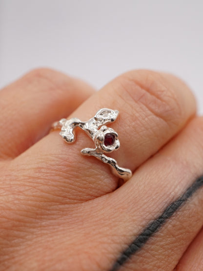sterling silver BOURGEON ring with sapphire