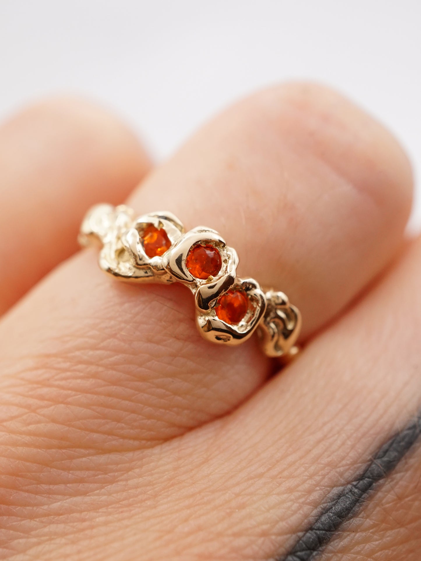 sterling silver or 10kt yellow gold BOUQUET SIMPLE ring with fire opals