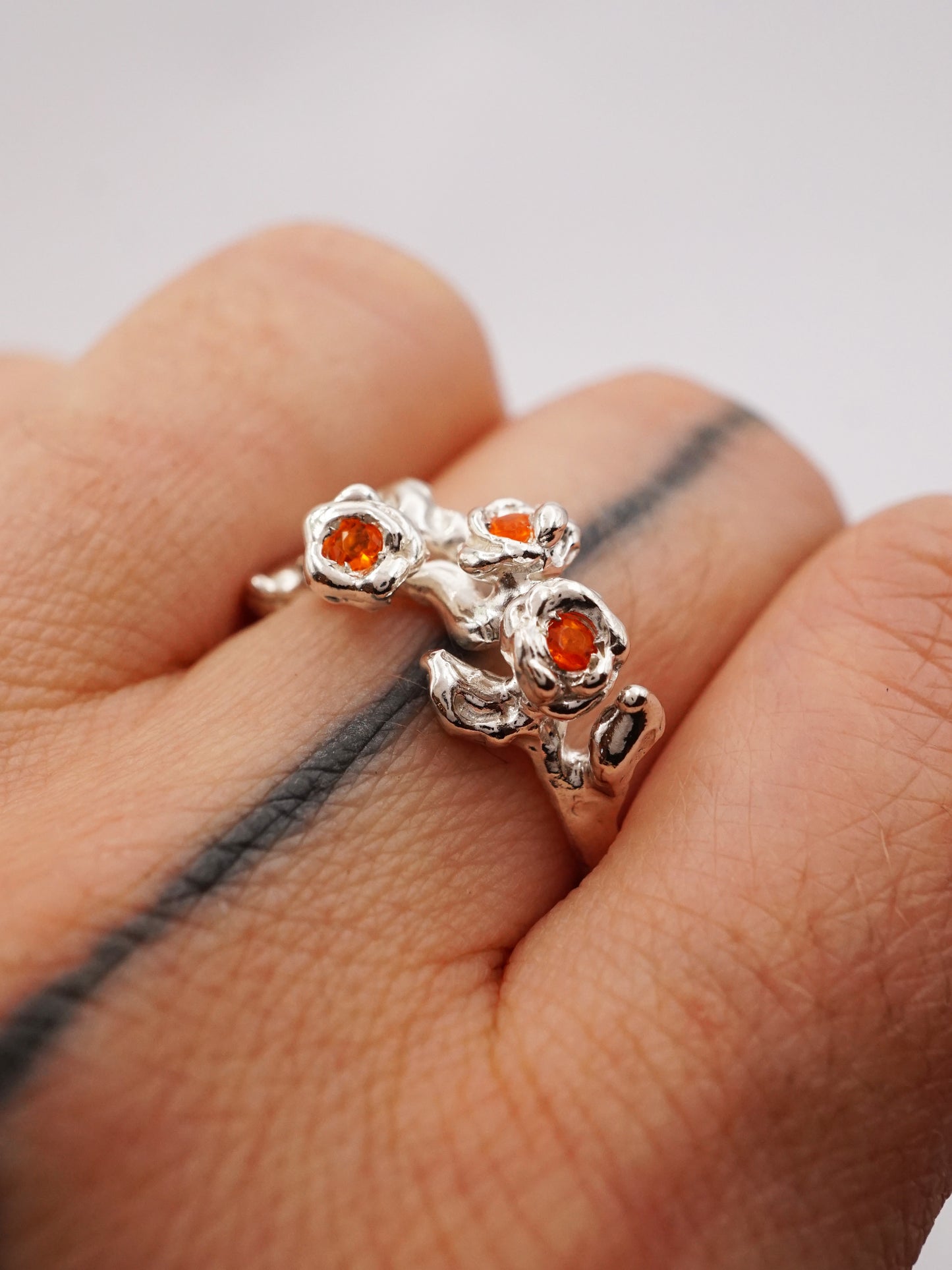 Bague TRIO en argent sterling avec pierres