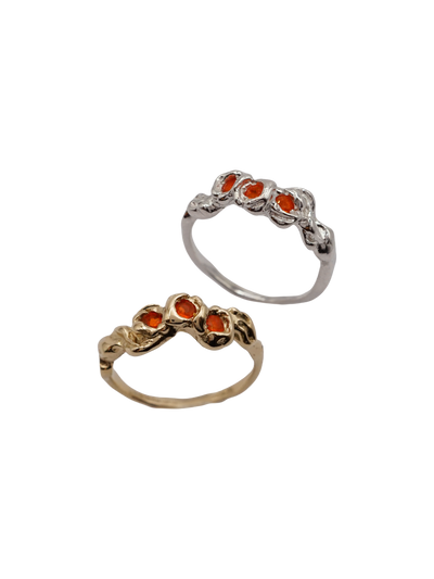 Bague en argent sterling  ou en or jaune 10ct BOUQUET SIMPLE avec opales de feu