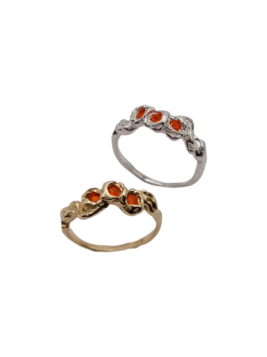 Bague en argent sterling  ou en or jaune 10ct BOUQUET SIMPLE avec opales de feu