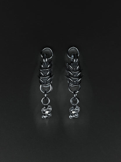 sterling silver OOAK CHAINMAIL earrings