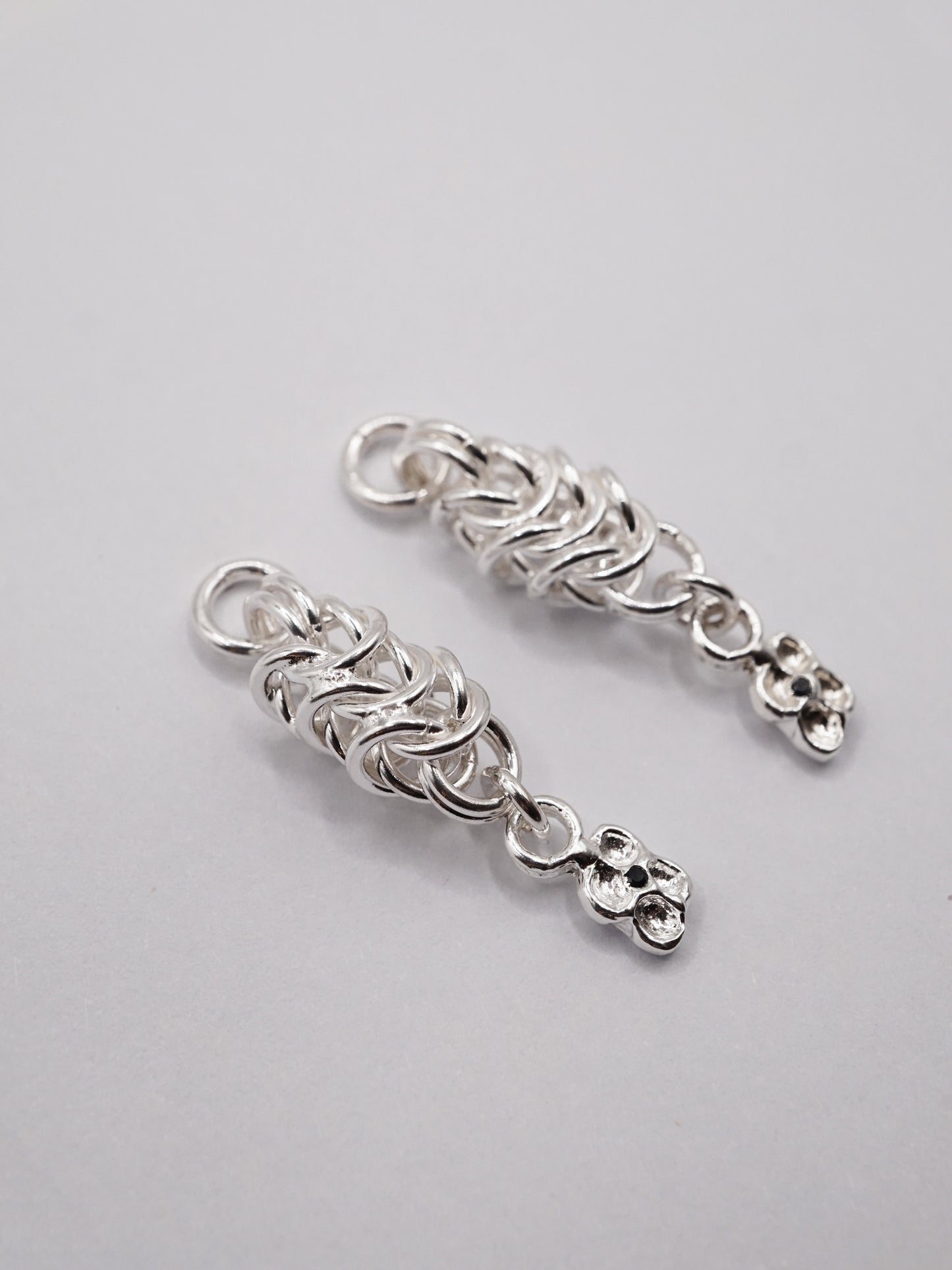 sterling silver OOAK CHAINMAIL earrings