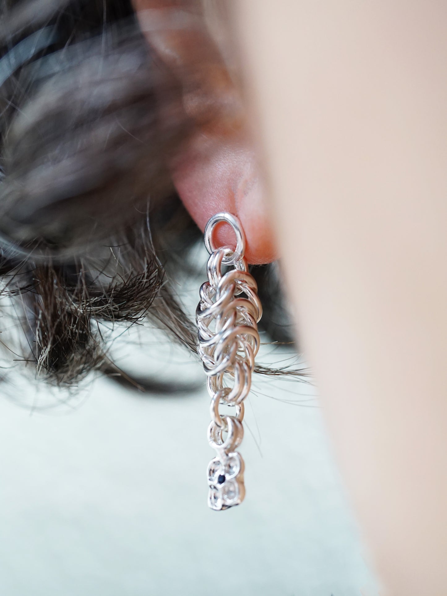 sterling silver OOAK CHAINMAIL earrings