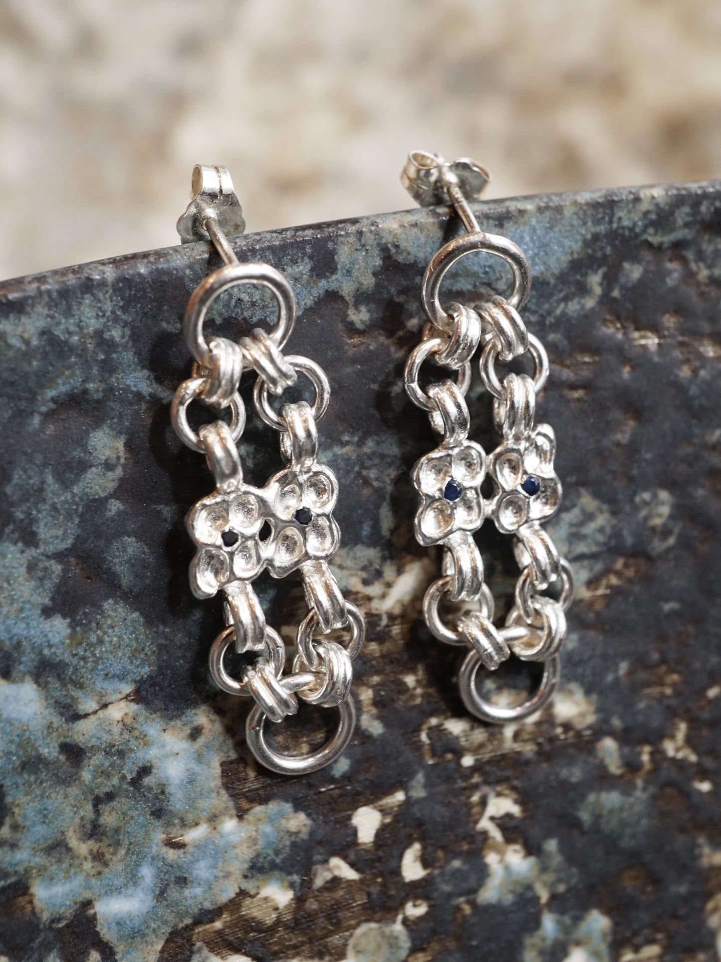 sterling silver ARMURE earrings with sapphires