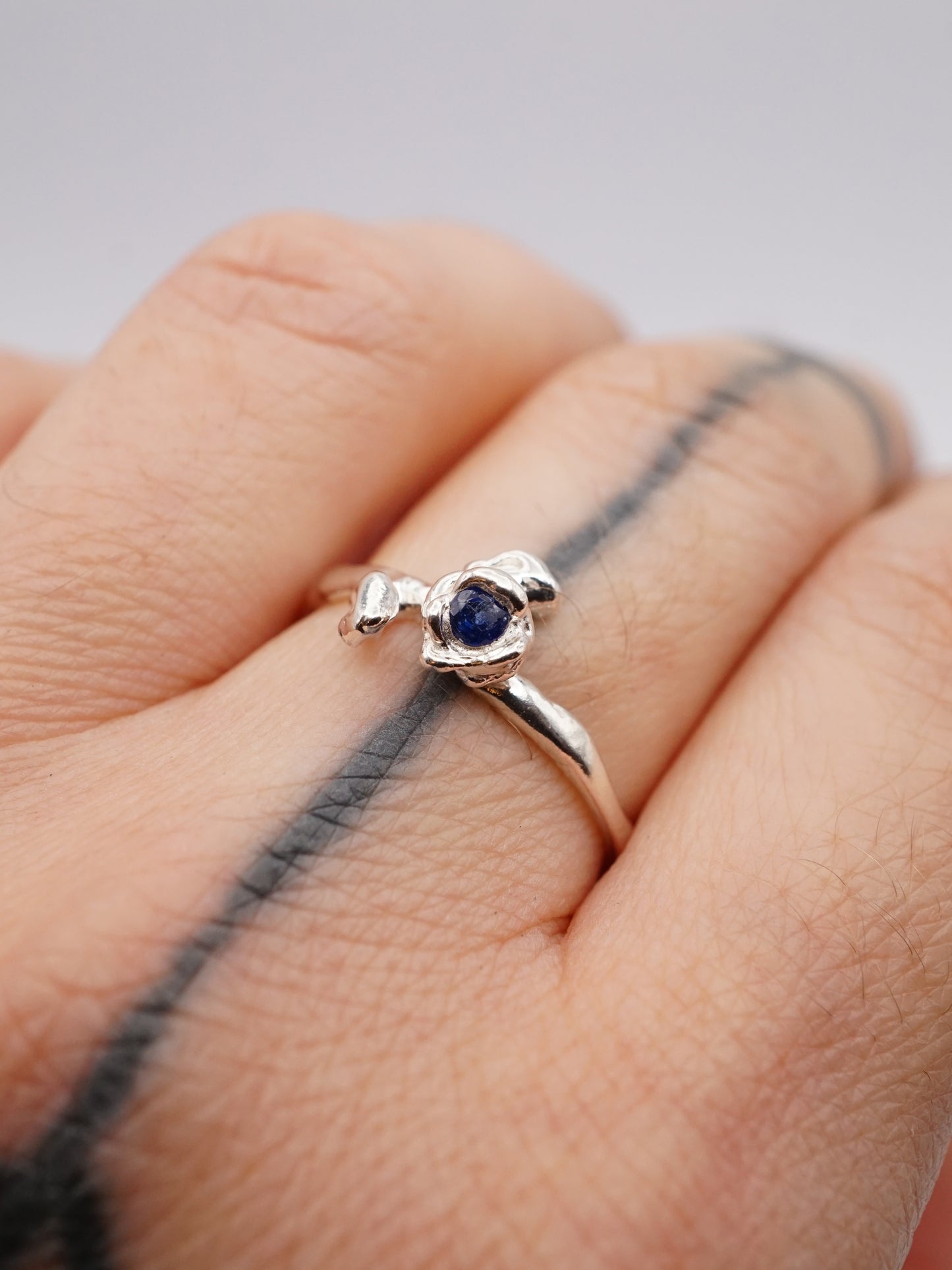 sterling silver BOURGEON ring with sapphire