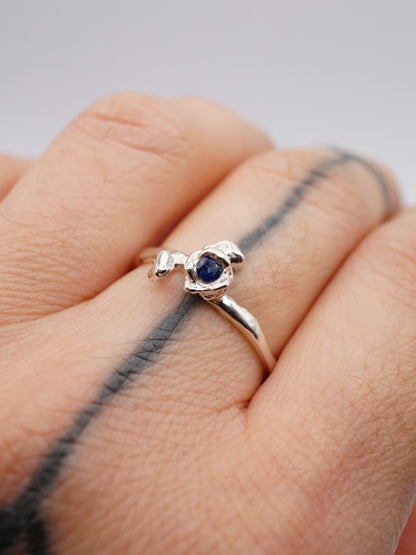 sterling silver BOURGEON ring with sapphire