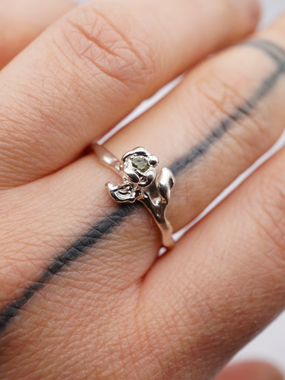 sterling silver BOURGEON ring with sapphire