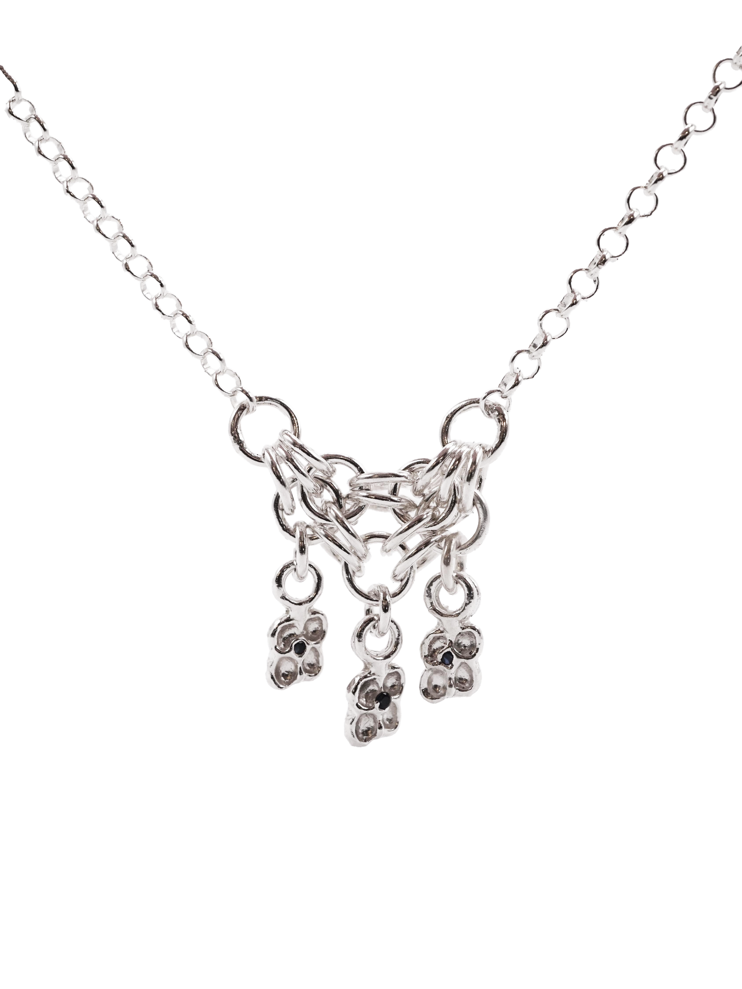 Collier TRI-CROQUÉE en argent sterling avec saphirs