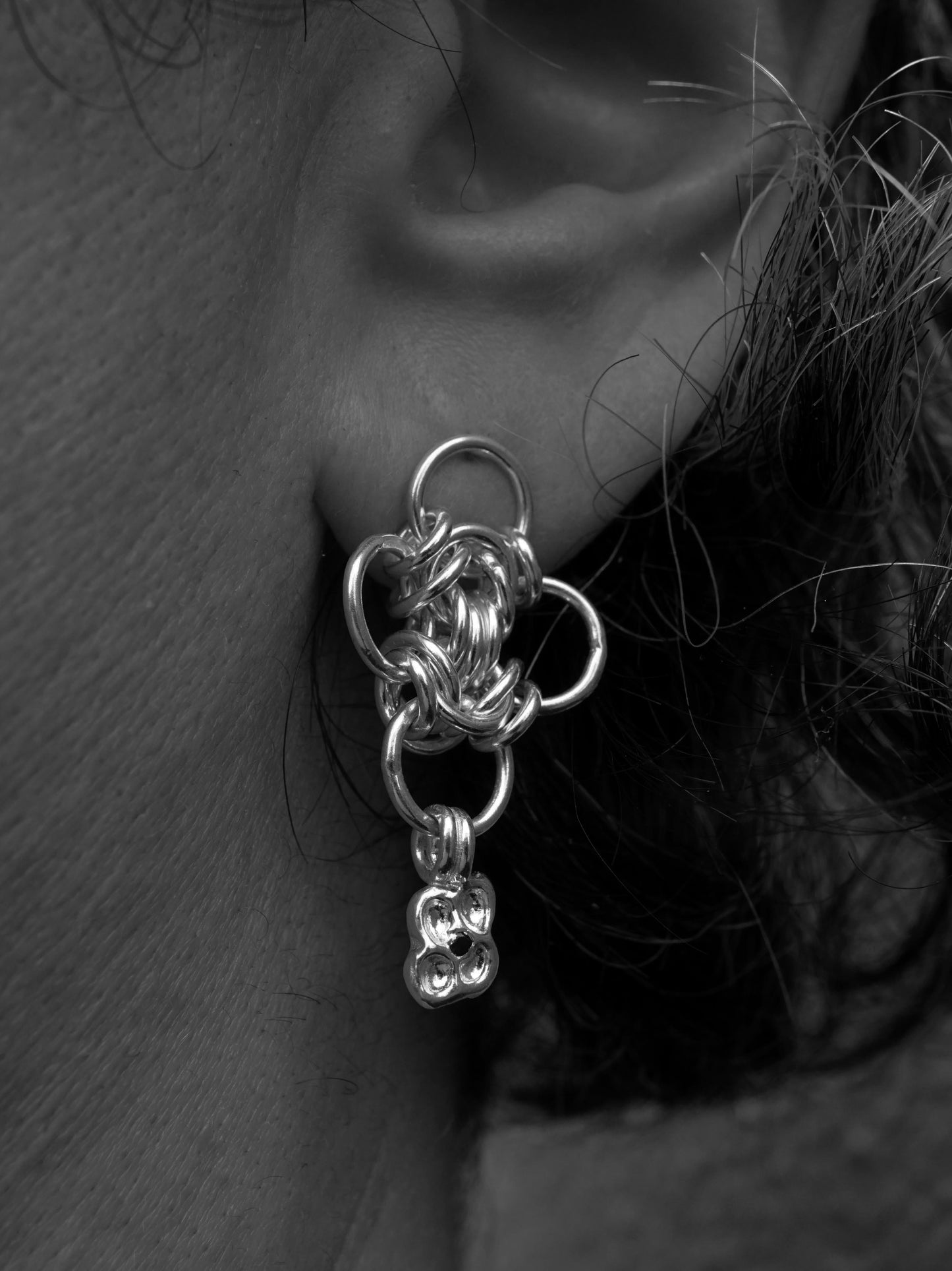 boucles d'oreilles OOAK CHAINMAIL en argent sterling II