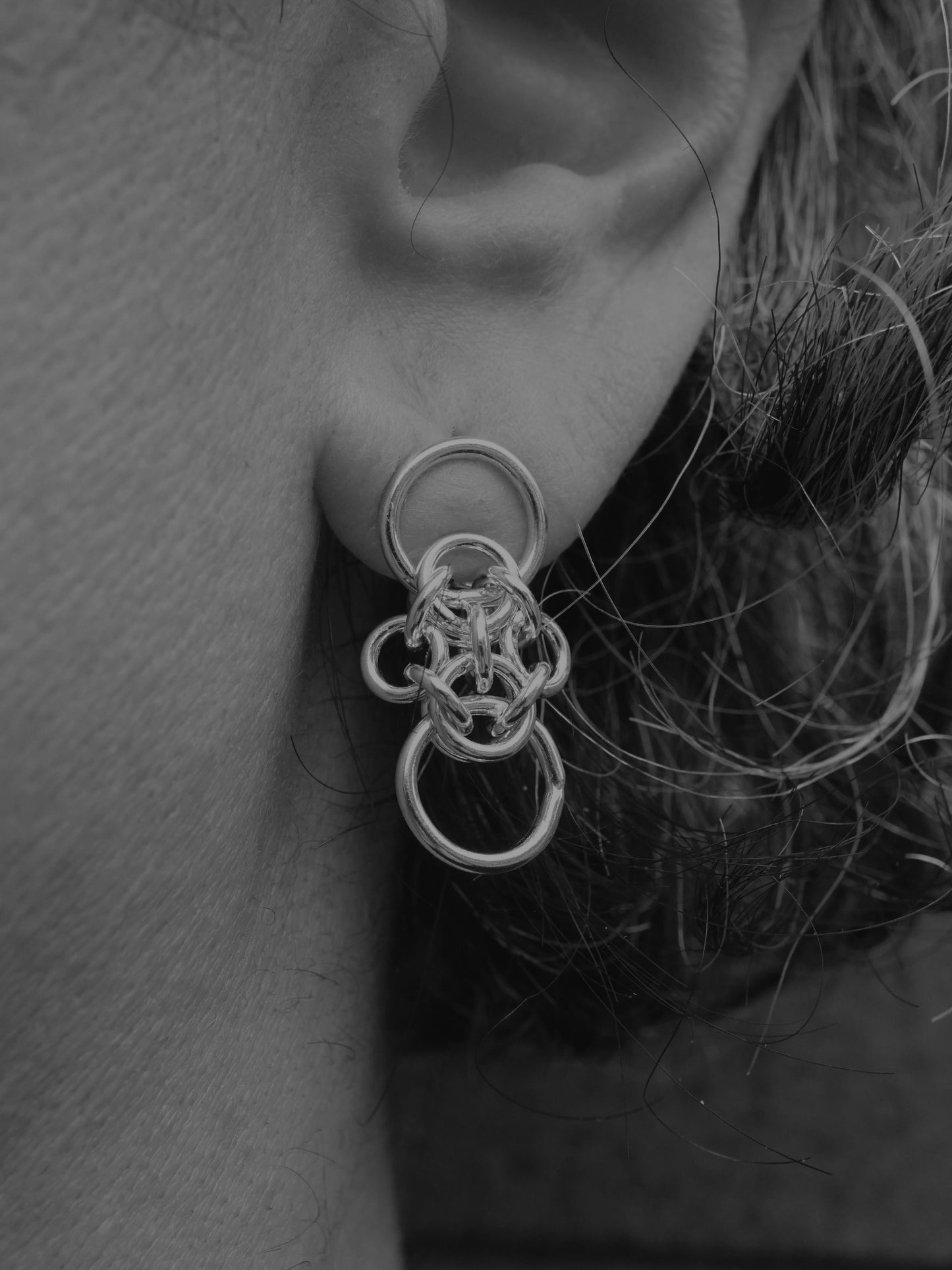 Boucles d'oreilles OOAK CHAINMAIL en argent sterling III