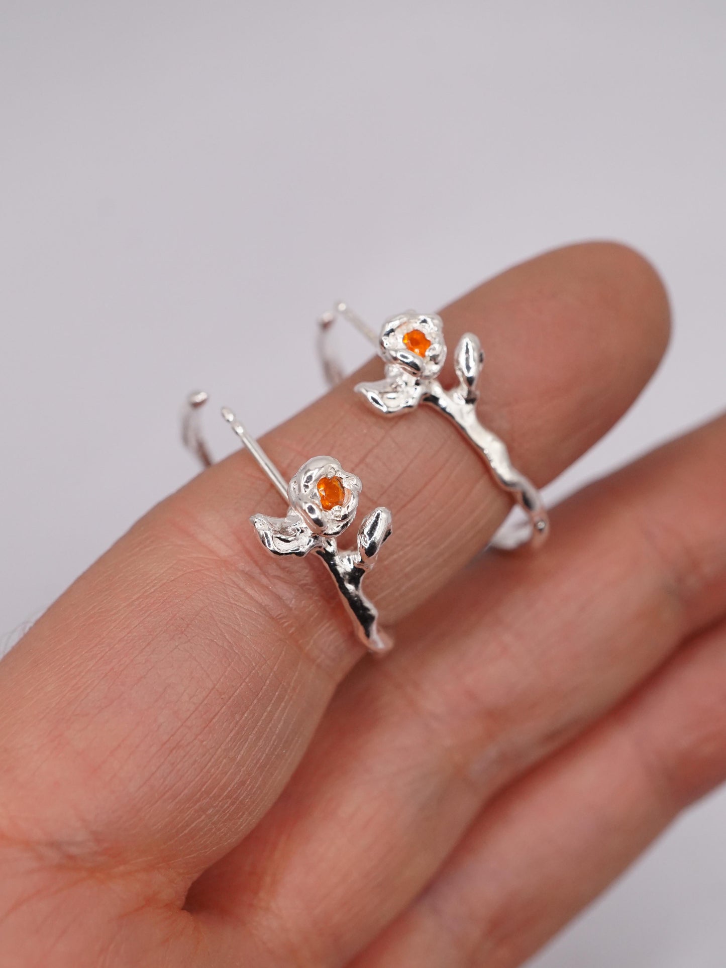 sterling silver BOURGEON hoops with sapphires