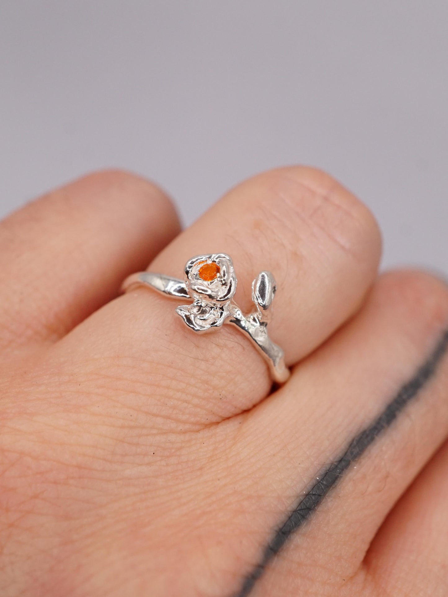 sterling silver BOURGEON ring with sapphire