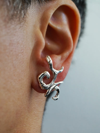 Boucle d'oreille ooak G2 pour deux piercings côte à côte