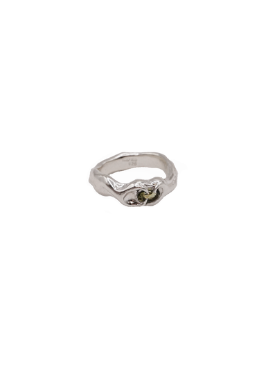 bague OOAK en argent sterling avec saphir vert ovale