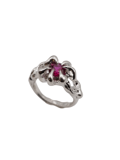 sterling silver OOAK ring with ruby