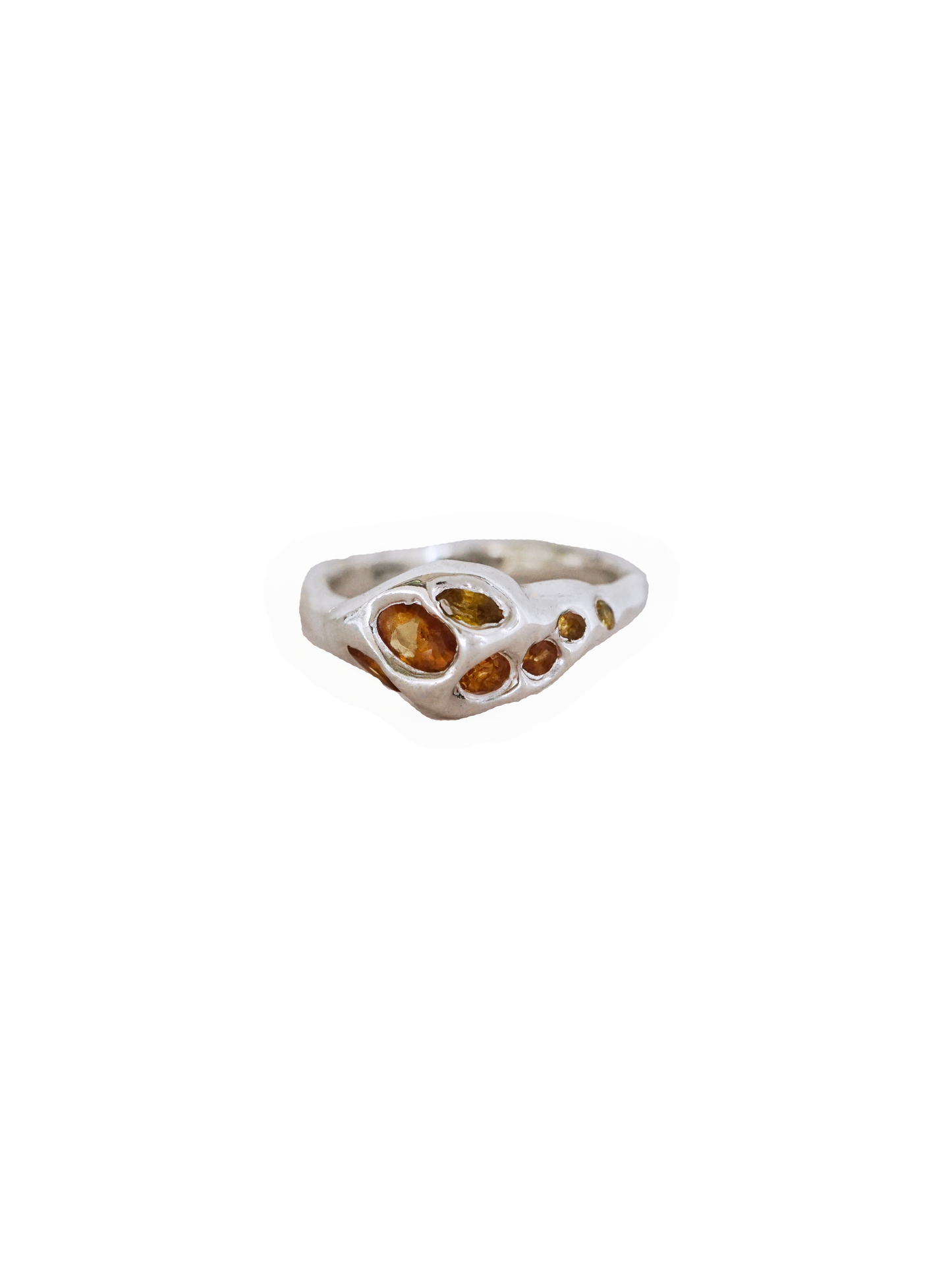 bague OOAK en argent sterling avec plusieurs saphirs jaunes