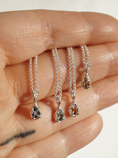 sterling silver DROP sapphire pendants