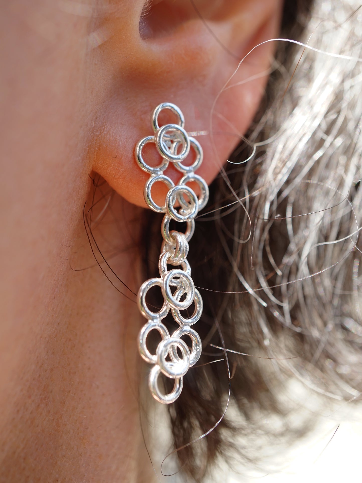 boucles d'oreilles TRAME I et TRAME II en argent sterling