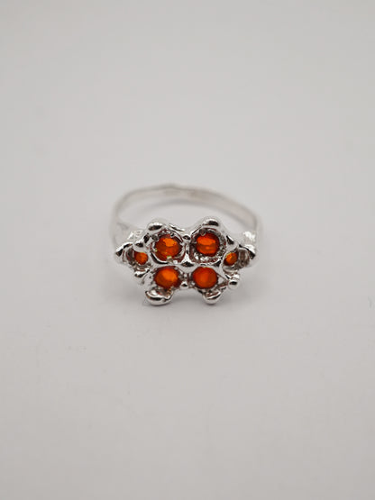 sterling silver OOAK ring with 6 fire opals