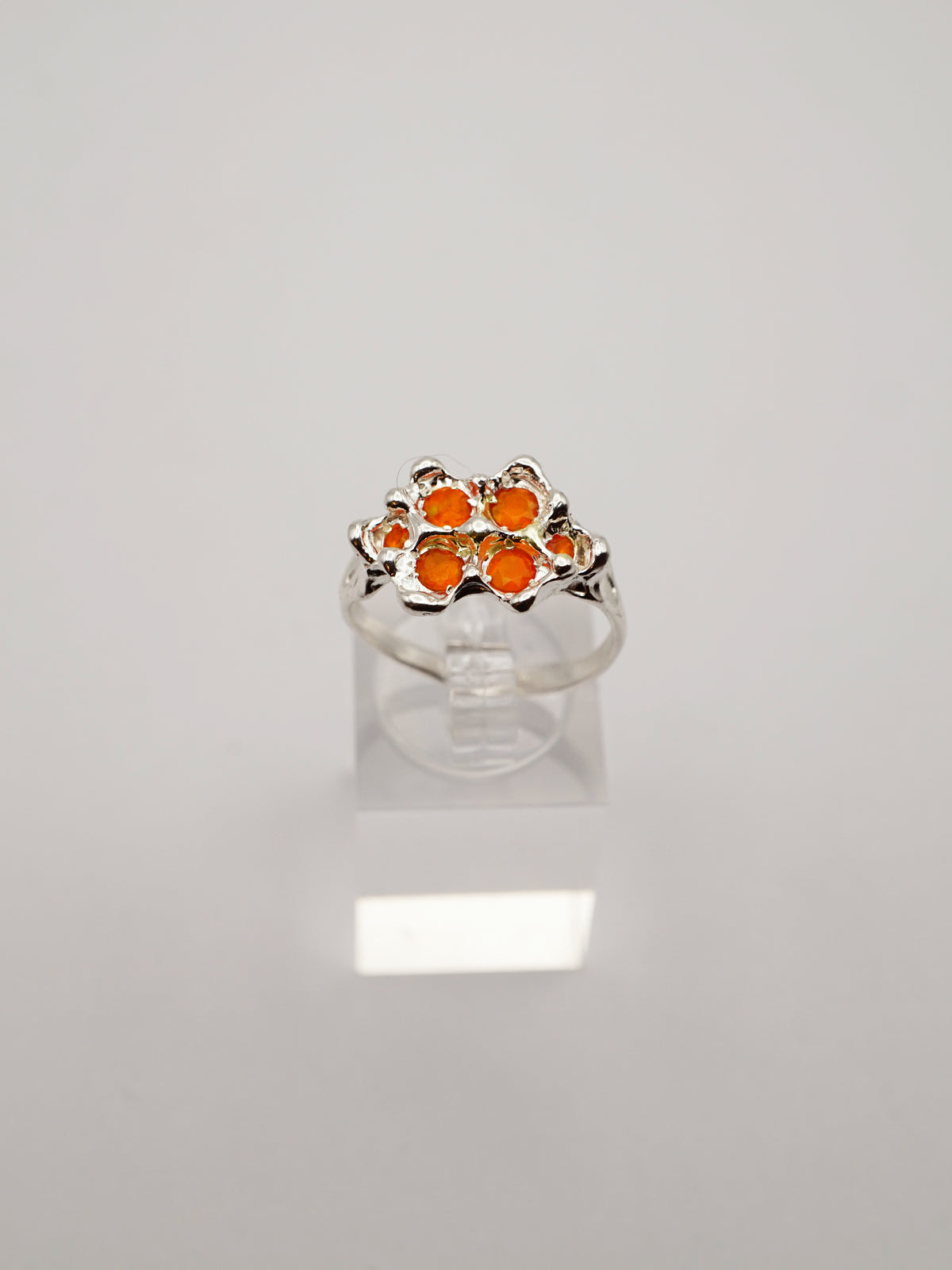 sterling silver OOAK ring with 6 fire opals