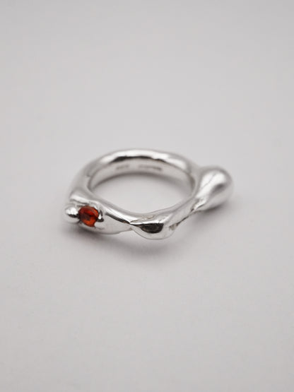 sterling silver OOAK ring with orange oval sapphire