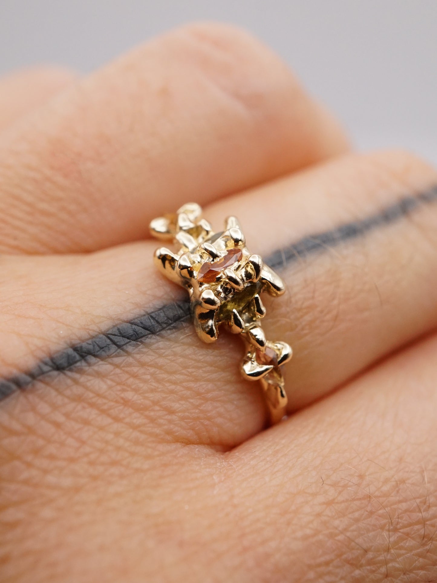 10kt yellow gold VENUS ring with sapphires - ONE OF A KIND