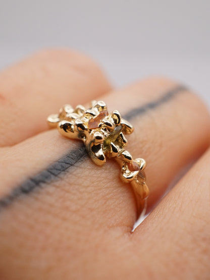 10kt yellow gold VENUS ring with sapphires - ONE OF A KIND