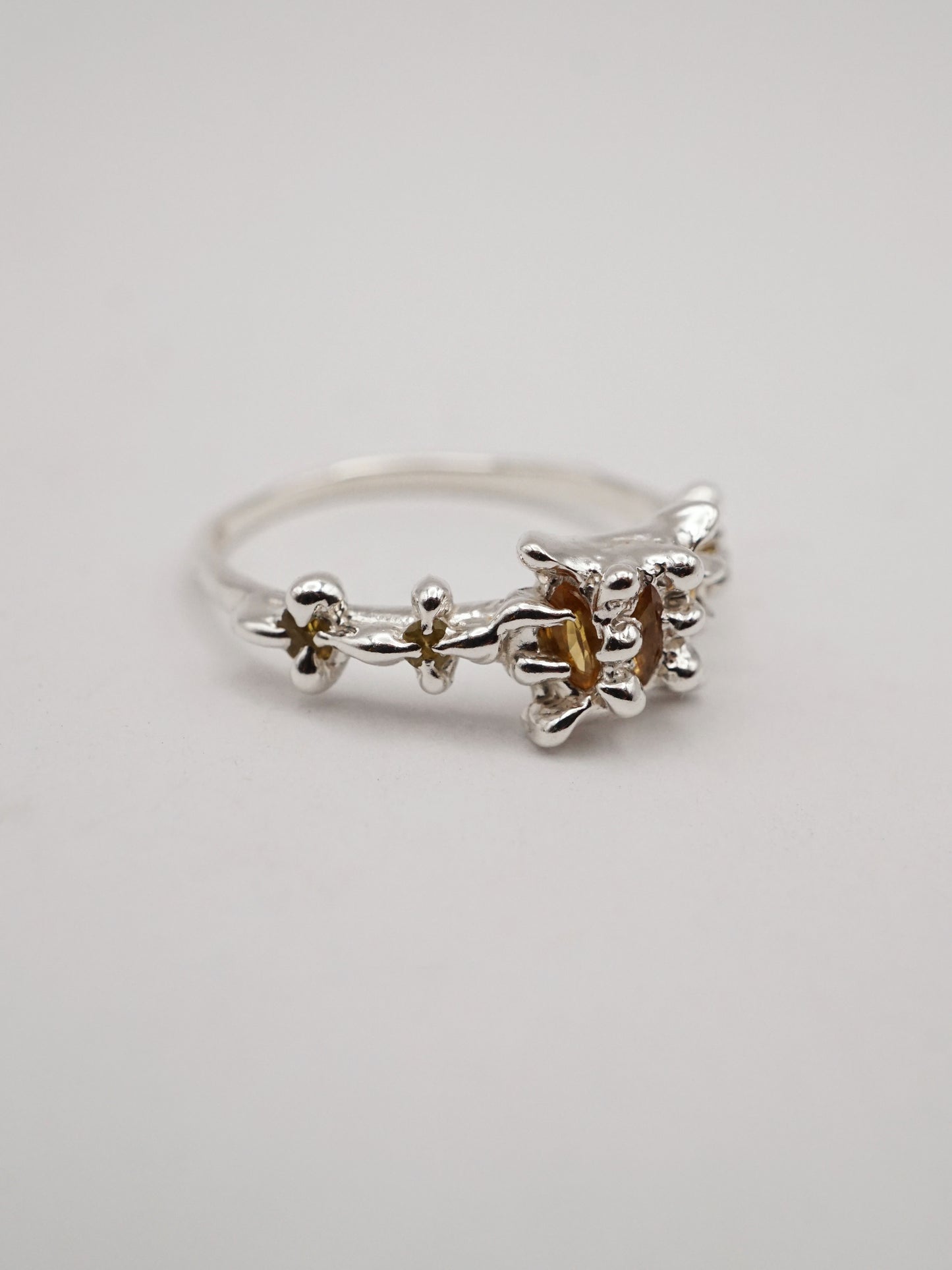 sterling silver VENUS ring with yellow sapphires - ONE OF A KIND