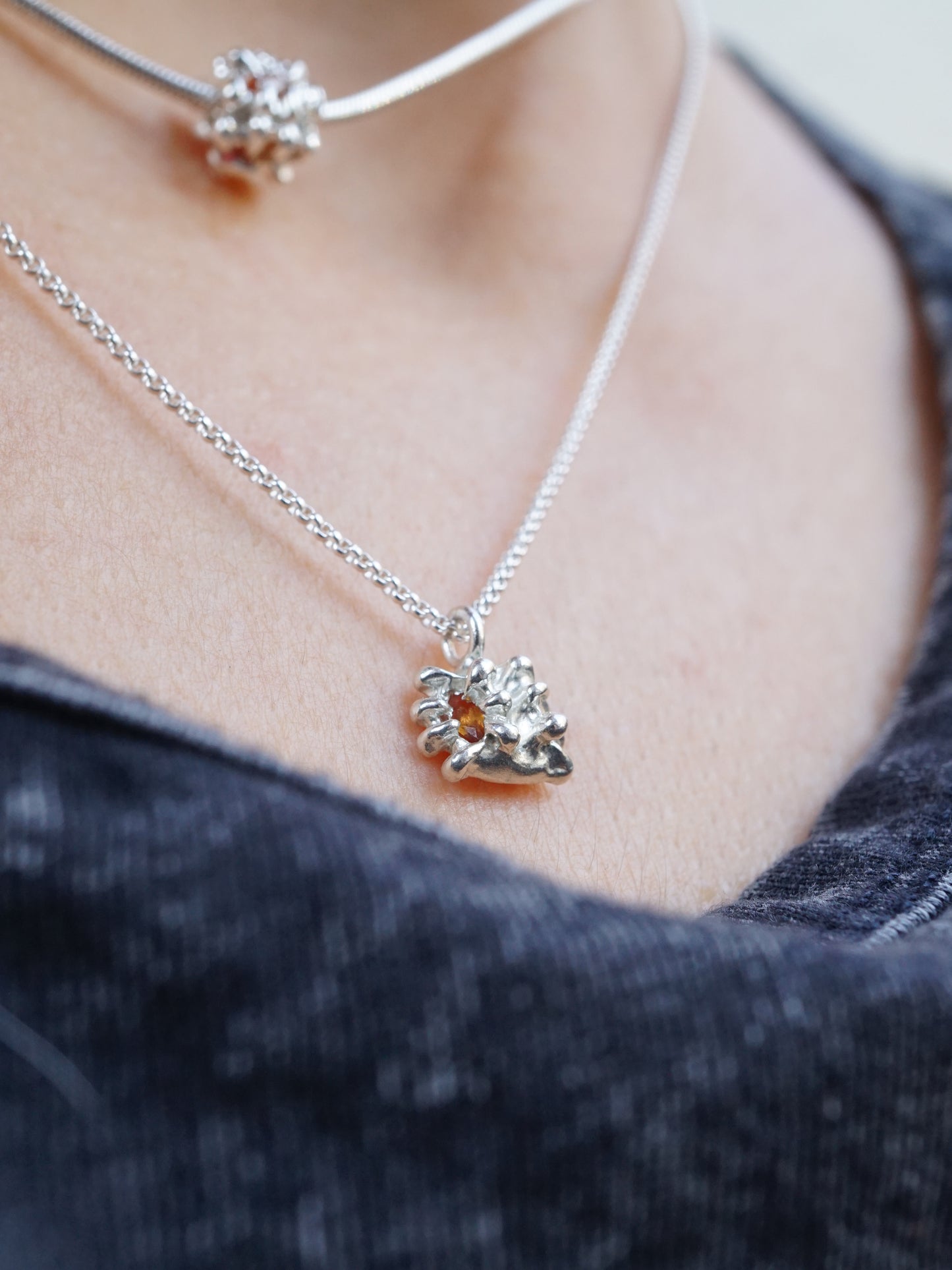 sterling silver DUO necklace with sapphires