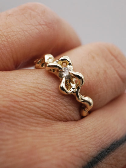 10kt yellow gold ring with clear sapphire - ONE OF A KIND