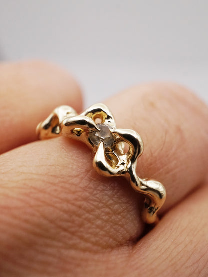 10kt yellow gold ring with clear sapphire - ONE OF A KIND