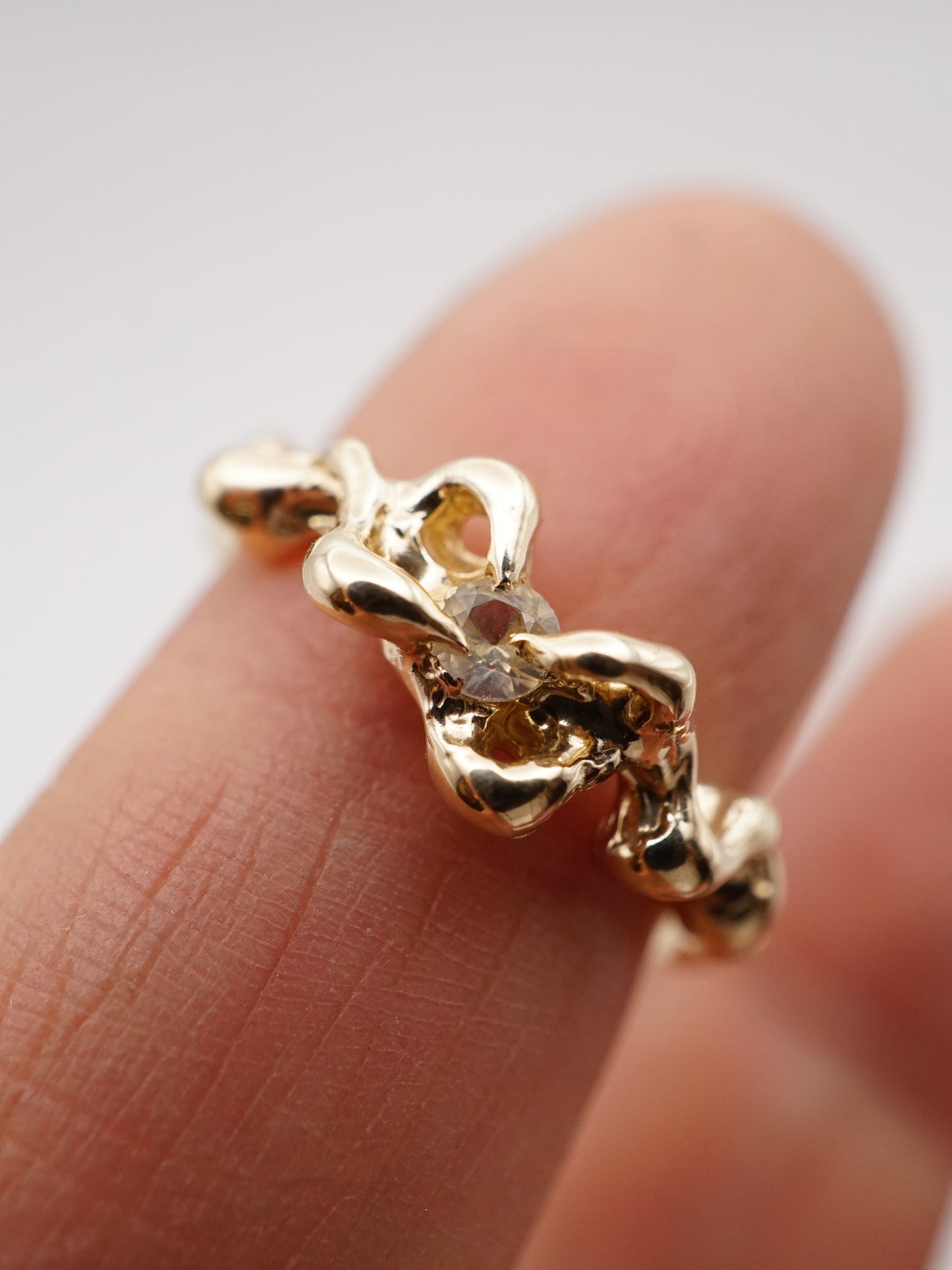 10kt yellow gold ring with clear sapphire - ONE OF A KIND