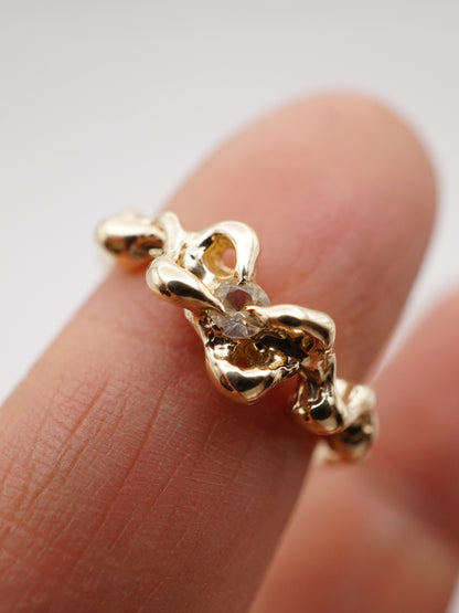 10kt yellow gold ring with clear sapphire - ONE OF A KIND