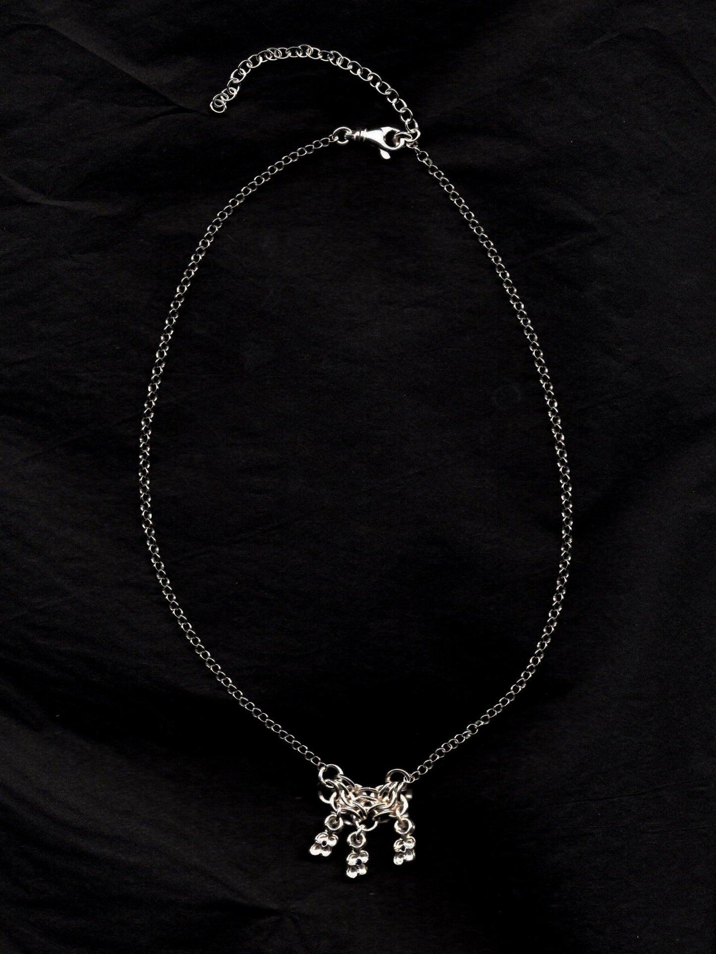 Collier TRI-CROQUÉE en argent sterling avec saphirs