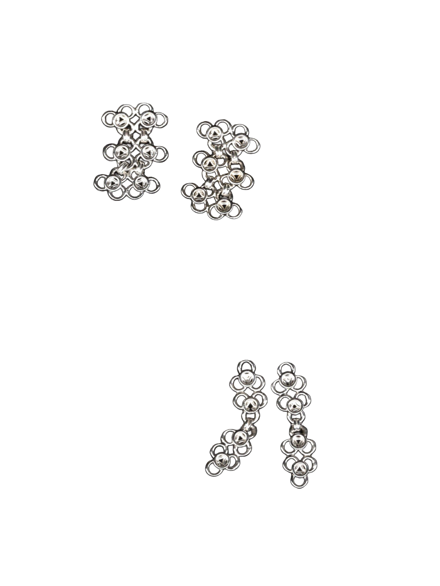 boucles d'oreilles TRAME I et TRAME II en argent sterling