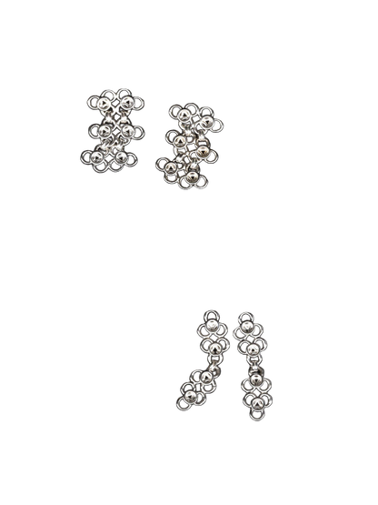 boucles d'oreilles TRAME I et TRAME II en argent sterling